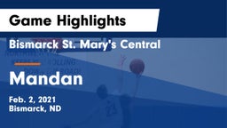 Bismarck St. Mary's Central  vs Mandan  Game Highlights - Feb. 2, 2021