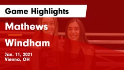 Mathews  vs Windham  Game Highlights - Jan. 11, 2021