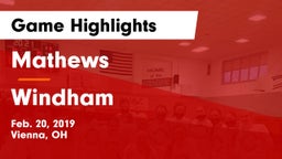 Mathews  vs Windham  Game Highlights - Feb. 20, 2019