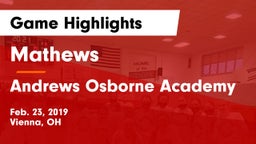Mathews  vs Andrews Osborne Academy Game Highlights - Feb. 23, 2019