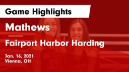 Mathews  vs Fairport Harbor Harding  Game Highlights - Jan. 16, 2021