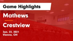 Mathews  vs Crestview  Game Highlights - Jan. 22, 2021