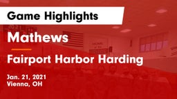 Mathews  vs Fairport Harbor Harding  Game Highlights - Jan. 21, 2021