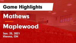 Mathews  vs Maplewood Game Highlights - Jan. 25, 2021
