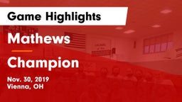 Mathews  vs Champion  Game Highlights - Nov. 30, 2019