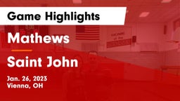 Mathews  vs Saint John  Game Highlights - Jan. 26, 2023