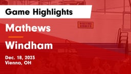 Mathews  vs Windham  Game Highlights - Dec. 18, 2023