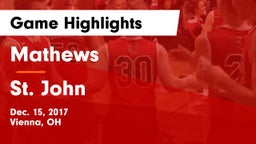Mathews  vs St. John  Game Highlights - Dec. 15, 2017