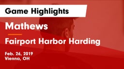 Mathews  vs Fairport Harbor Harding  Game Highlights - Feb. 26, 2019