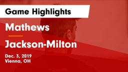 Mathews  vs Jackson-Milton  Game Highlights - Dec. 3, 2019