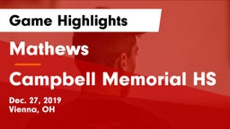 Mathews  vs Campbell Memorial HS Game Highlights - Dec. 27, 2019