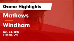 Mathews  vs Windham  Game Highlights - Jan. 24, 2020