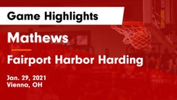 Mathews  vs Fairport Harbor Harding  Game Highlights - Jan. 29, 2021