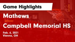 Mathews  vs Campbell Memorial HS Game Highlights - Feb. 6, 2021