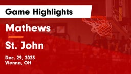 Mathews  vs St. John Game Highlights - Dec. 29, 2023