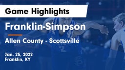 Franklin-Simpson  vs Allen County - Scottsville  Game Highlights - Jan. 25, 2022