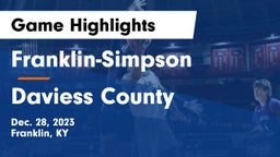 Franklin-Simpson  vs Daviess County  Game Highlights - Dec. 28, 2023