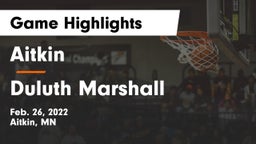 Aitkin  vs Duluth Marshall Game Highlights - Feb. 26, 2022