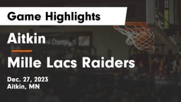 Aitkin  vs Mille Lacs Raiders Game Highlights - Dec. 27, 2023