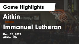 Aitkin  vs Immanuel Lutheran Game Highlights - Dec. 28, 2023