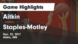 Aitkin  vs Staples-Motley  Game Highlights - Dec. 22, 2017