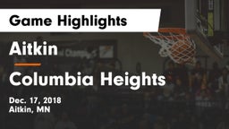 Aitkin  vs Columbia Heights  Game Highlights - Dec. 17, 2018