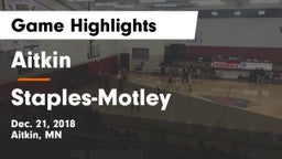 Aitkin  vs Staples-Motley  Game Highlights - Dec. 21, 2018