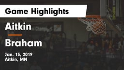 Aitkin  vs Braham  Game Highlights - Jan. 15, 2019