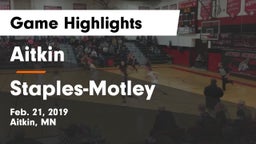 Aitkin  vs Staples-Motley  Game Highlights - Feb. 21, 2019