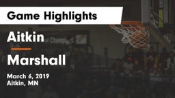 Aitkin  vs Marshall  Game Highlights - March 6, 2019