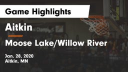 Aitkin  vs Moose Lake/Willow River  Game Highlights - Jan. 28, 2020