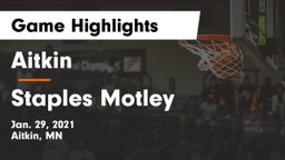 Aitkin  vs Staples Motley Game Highlights - Jan. 29, 2021