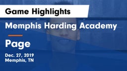 Memphis Harding Academy vs Page  Game Highlights - Dec. 27, 2019