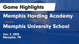 Memphis Harding Academy vs Memphis University School Game Highlights - Jan. 3, 2020