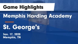 Memphis Harding Academy vs St. George's  Game Highlights - Jan. 17, 2020