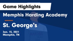 Memphis Harding Academy vs St. George's  Game Highlights - Jan. 15, 2021