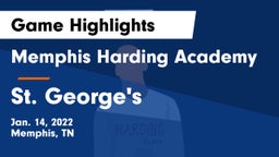 Memphis Harding Academy vs St. George's  Game Highlights - Jan. 14, 2022