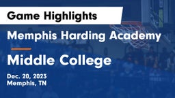 Memphis Harding Academy vs Middle College Game Highlights - Dec. 20, 2023