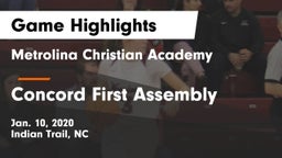 Metrolina Christian Academy  vs Concord First Assembly  Game Highlights - Jan. 10, 2020