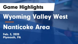Wyoming Valley West  vs Nanticoke Area  Game Highlights - Feb. 3, 2020