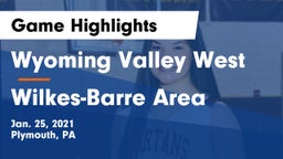 Wyoming Valley West  vs Wilkes-Barre Area  Game Highlights - Jan. 25, 2021