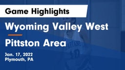 Wyoming Valley West  vs Pittston Area Game Highlights - Jan. 17, 2022