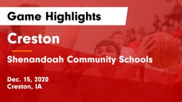 Creston  vs Shenandoah Community Schools Game Highlights - Dec. 15, 2020
