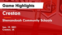 Creston  vs Shenandoah Community Schools Game Highlights - Jan. 19, 2021