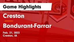 Creston  vs Bondurant-Farrar  Game Highlights - Feb. 21, 2022