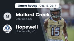 Recap: Mallard Creek  vs. Hopewell  2017