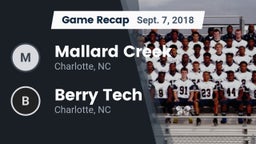 Recap: Mallard Creek  vs. Berry Tech  2018