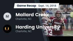 Recap: Mallard Creek  vs. Harding University  2018