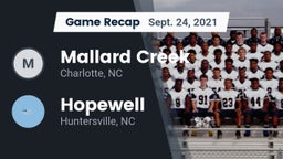 Recap: Mallard Creek  vs. Hopewell  2021