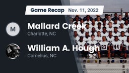 Recap: Mallard Creek  vs. William A. Hough  2022